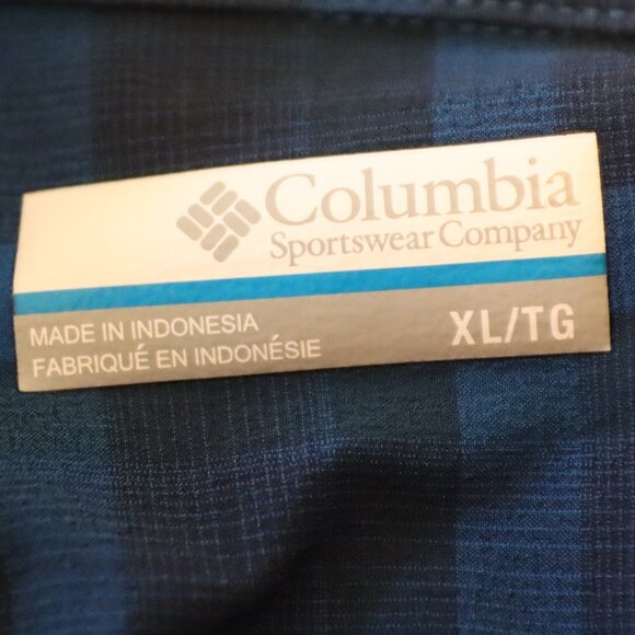 Columbia Sportswear Company Blue/Black Plaid Performance Button Down Size XL - Picture 2 of 8